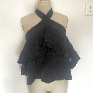 Cecilie copenhegan woven halter top with ruffle, on or off the shoulder size S